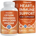 5-en-1 Ceylan Capsules de cannelle 2355mg - Ceylan Cinnamon et vinaigre de cidre de pomme avec curcuma, Panax Ginseng, cannelle et biopérine, 120 ct