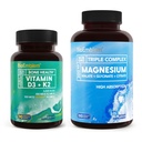 BioEmblem Triple Magnésium Complexe 180 Capsules avec Vitamine D3 K2 90 Capsules