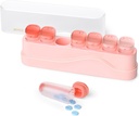 Organisateur hebdomadaire de pilules 1 fois par jour, boîte à pilules amovible KOVIUU 7 jours, cas de pilules de voyage portable, une fois par jour porte-conteneur de médicaments, distributeur hebdomadaire de pilules pour supplément de vitamine médecine, rose