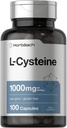 Horbäach L-Cysteine 1000mg=100 Capsules de poudre, sans OGM, supplément sans gluten