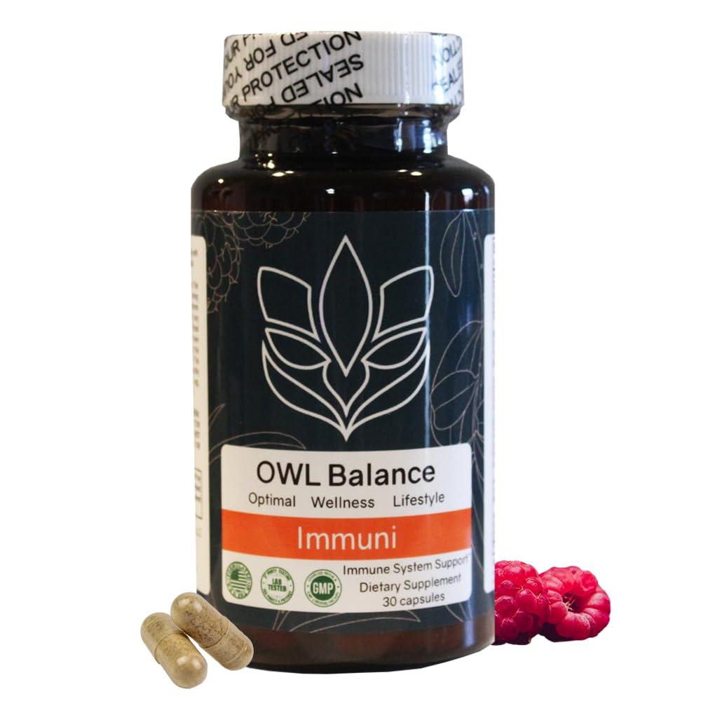 Immuni - Soutien immunitaire - Supplément de vitamine pour le soulagement du rhume et de la grippe - Système d'immunité naturelle Booster - Vitamine C & E, Poudre de fruits à la mûre, Feuille de thé vert, Feuille d'olive et plus - 30 Capsules