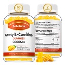 2 Pack Gommies d'acétyle L-Carnitine, supplément L-Carnitine pour les femmes et les hommes, supplément nutritionnel pour stimuler l'énergie, l'immunité et la santé cérébrale, végétalien, non-OGM, Mango Flavor, 120 Comte