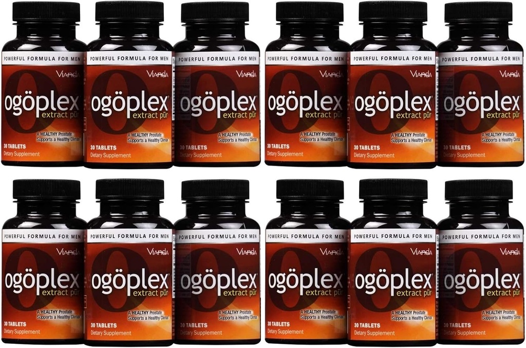 ogoplex® - Supplément santé prostate masculine et soutien urinaire avec Graminex® Swedish Flower Pollen, Saw Palmetto, Phytostérols & Lycopène - 1 mois d'approvisionnement (12 pack)