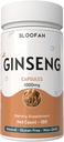 Ginseng Capsules 1000mg Poudre de 100 mg Panax Ginseng Supplément à base de plantes naturelles, sans OGM, sans gluten pour le bien-être quotidien (180 Nombre (paquet de 1))