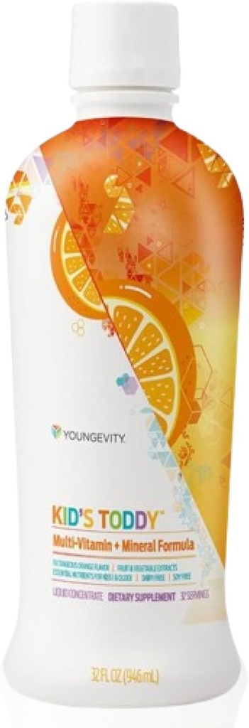 Youngevity Kid's ToddyTM - Mega Multivitamine pour les enfants et les enfants 2 ans et plus - 14 vitamines, 10 minéraux, mélange de phytonutriments - Très absorbant - Grande dégustation d'orange 32 Fl Oz (paquet de 1)