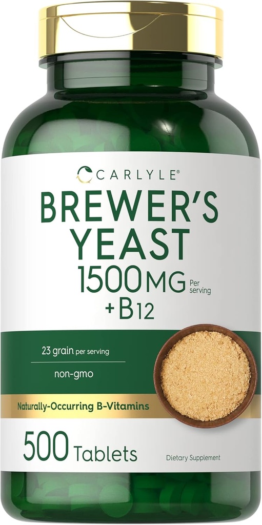 Carlyle Brewers Levure Comprimés avec vitamine B12.500mg.500 Count.