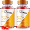 NutraRize (Pack de 2 Keto Shred Max Keto + Gommies de vinaigre de cidre de pomme, Formule pour la perte de poids avancée, Keto Plus Supplément, Gomitas Avis (120 Gummes)