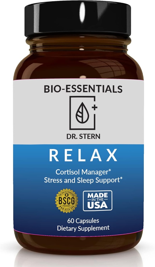 BIO-ESSENTIAUX, Relax-Doctor formulé: Gère le stress, favorise le sommeil profond, améliore l'humeur-O / Organic Holy Basil, Zinc, Magnésium, Vitamine B6, Magnolia Bark, L-Theanine, Vegan-Fabriqué aux USA-60 Caps