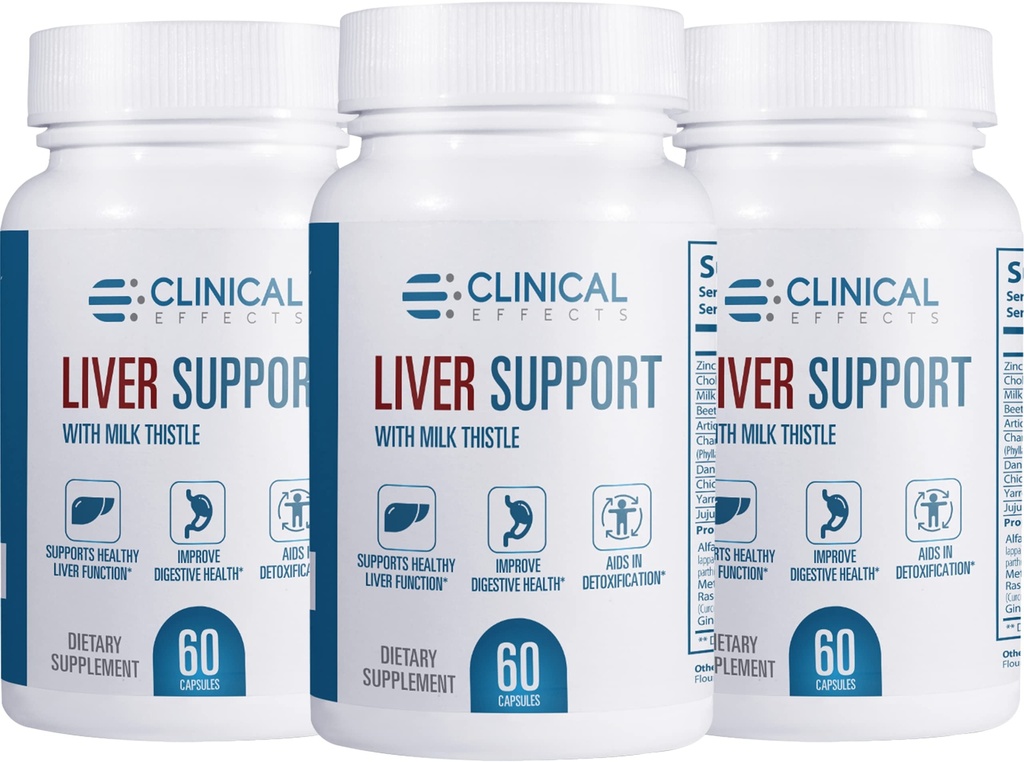 Effets cliniques : Soutien du foie - supplément de chardon et de zinc naturel - 3 packs - aide à détoxer et nettoyer le foie - soutient la fonction hépatique et la santé digestive - fabriqué aux États-Unis