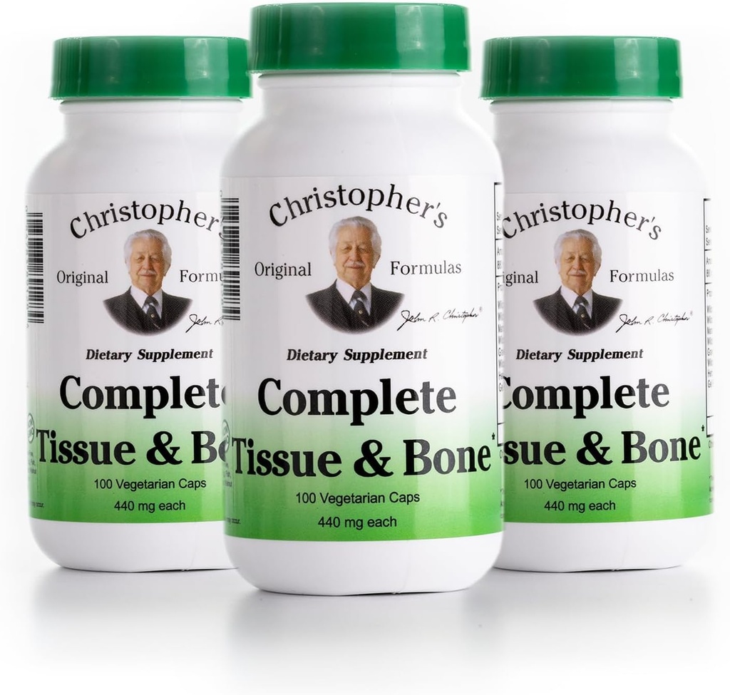 Christopher's Original Formulas Complete Tissue & Bone Formula – 100 VCaps | Herbal Support for Bones & Connective Tissue - Pack of 3