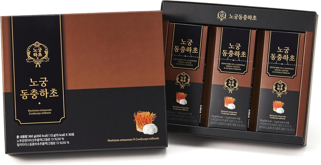 [Nogung Dongchunghacho] CordLion - Cordyceps & Lion » Supplément de champignons de la Mane – Supporte l'énergie naturelle et le système immunitaire - 100% extrait réel, formule à base de plantes pour le bien-être quotidien – 30 bâtons