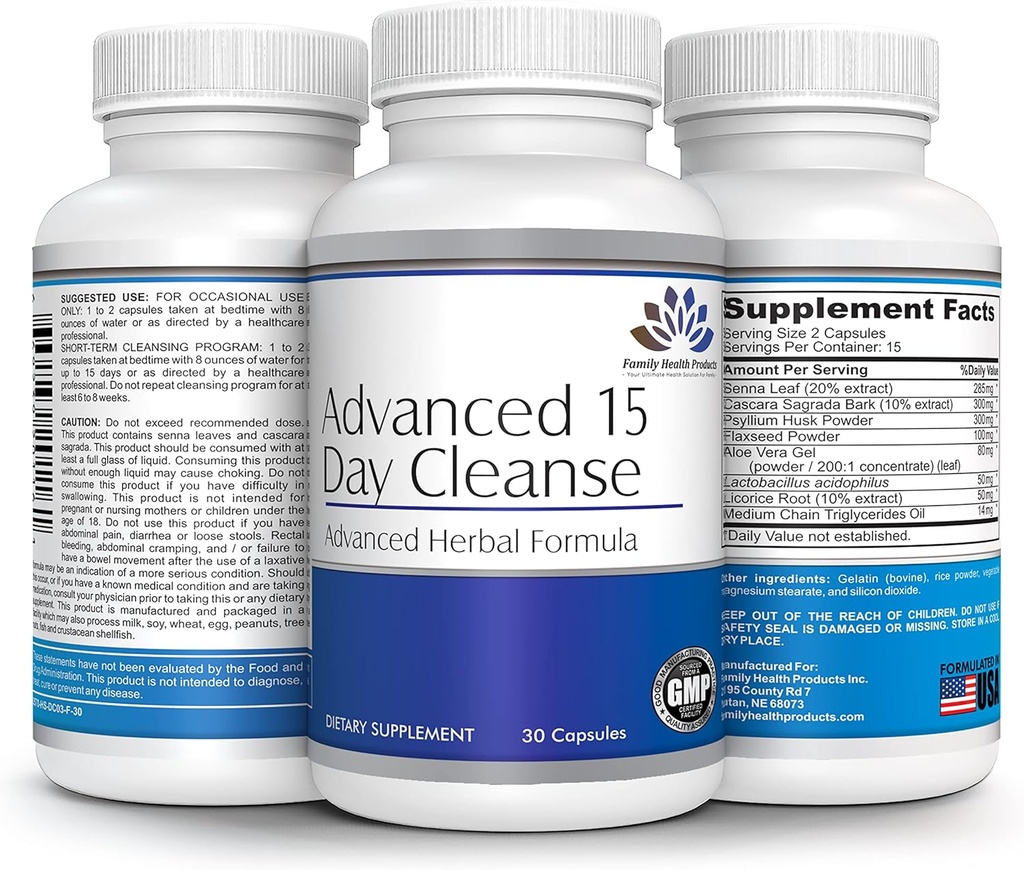 Colon Cleanse - Pilules de désintoxication pour les femmes ou les hommes, supplément de 15 jours avec suppléments probiotiques Superfoods nettoyants de 15 jours pour des mouvements sains de Bowel