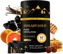 Shilajit Gummies de l'Himalayan pur Shilajit Gummies d'or de l'Ashwagandha, Gokshura de l'Acide Fulvic et 85+ Trace Minerals pour les hommes, les femmes de l'Himalayan non-GMO de laboratoire testé de l'Ashwagandha Pas de sucre ajouté I 60 Gummy
