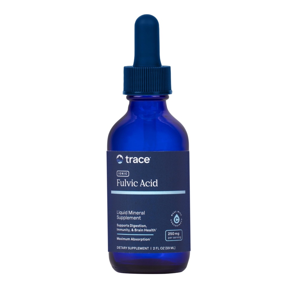 Trace Minerals Ionic Fulvic Acid 250mg - Supplément minéral essentiel pour soutenir l'hydratation et la production d'énergie - Aide à l'endurance musculaire - Supplément liquide pour une digestion saine - 2 fl oz (59 portions)