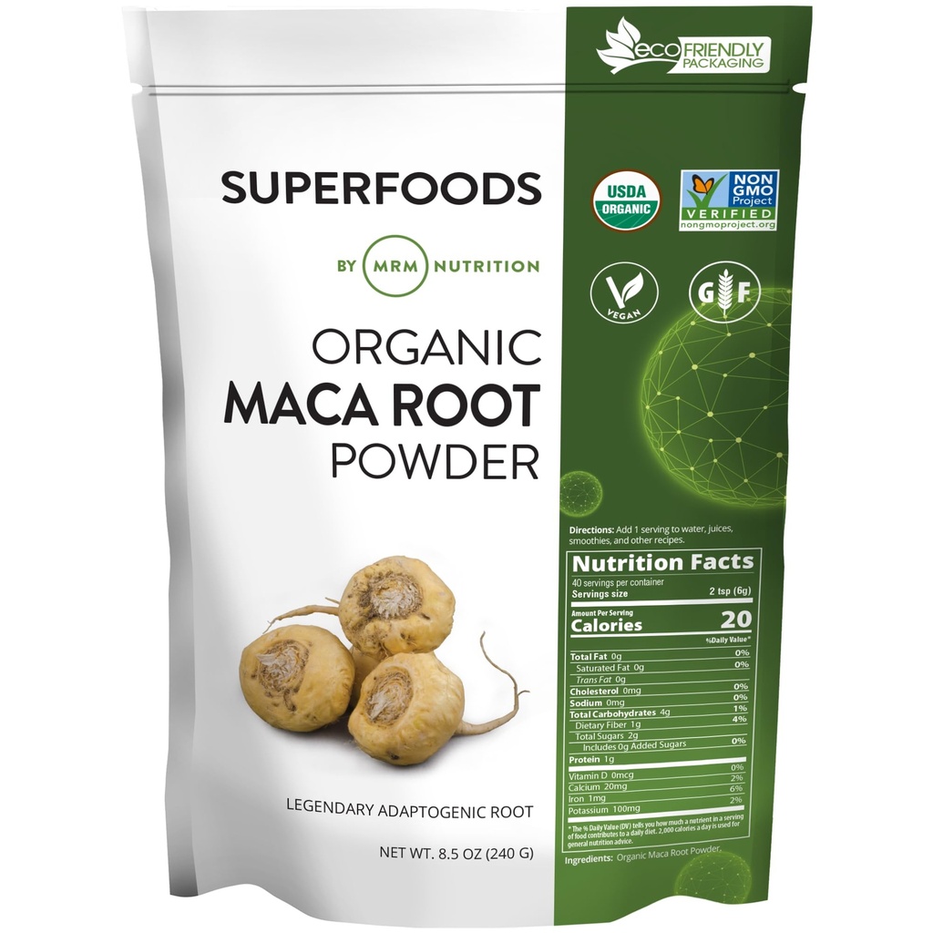 MRM Nutrition Bio Maca Root Powder (en anglais) Superfoods Adaptogen (en anglais) + Vegan (en anglais) 40 portions