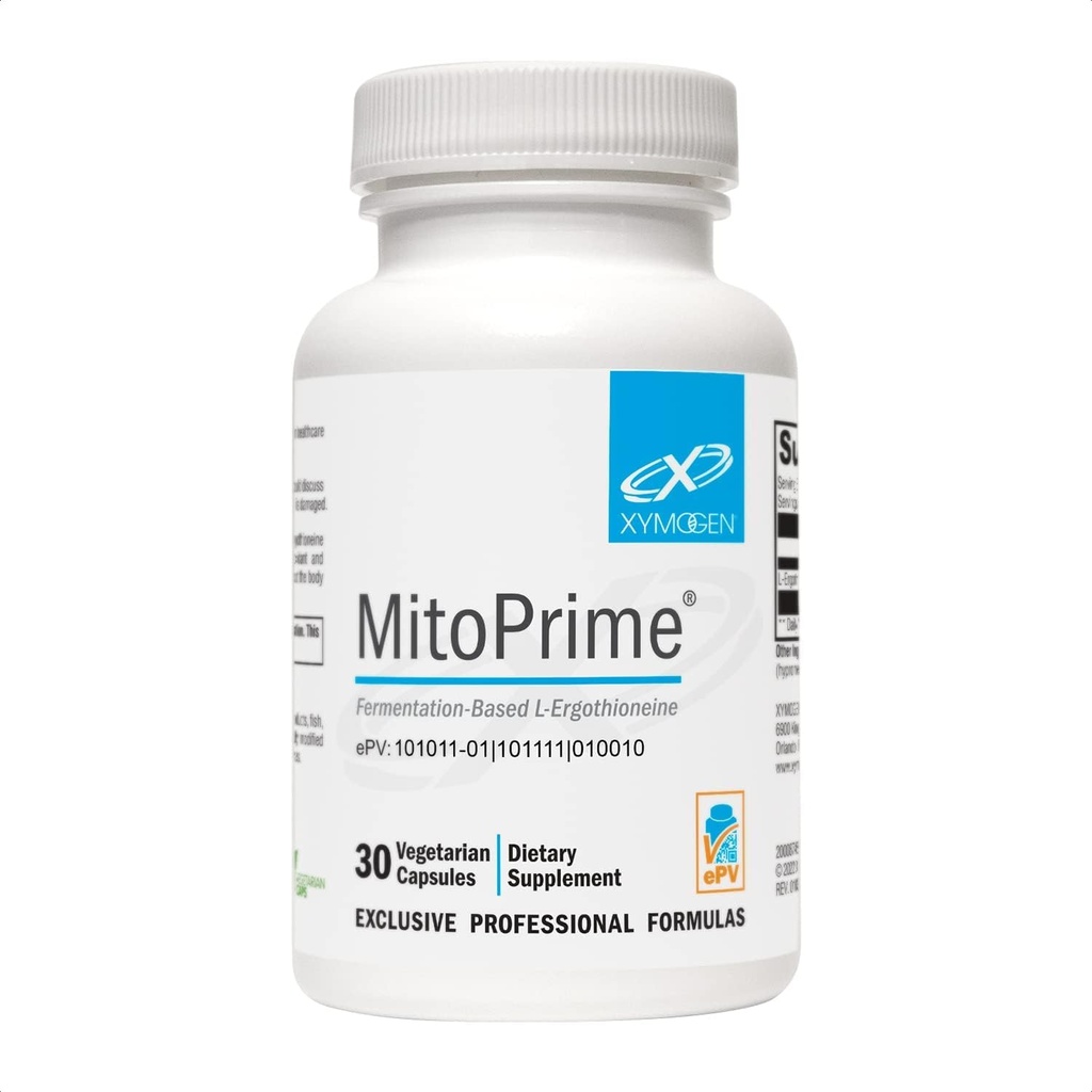 XYMOGEN MitoPrime - L Ergothioneine à base de fermentation - Supplément antioxydant pour soutenir la santé du cerveau + niveaux de glutathion déjà en bonne santé dans le corps (30 capsules)