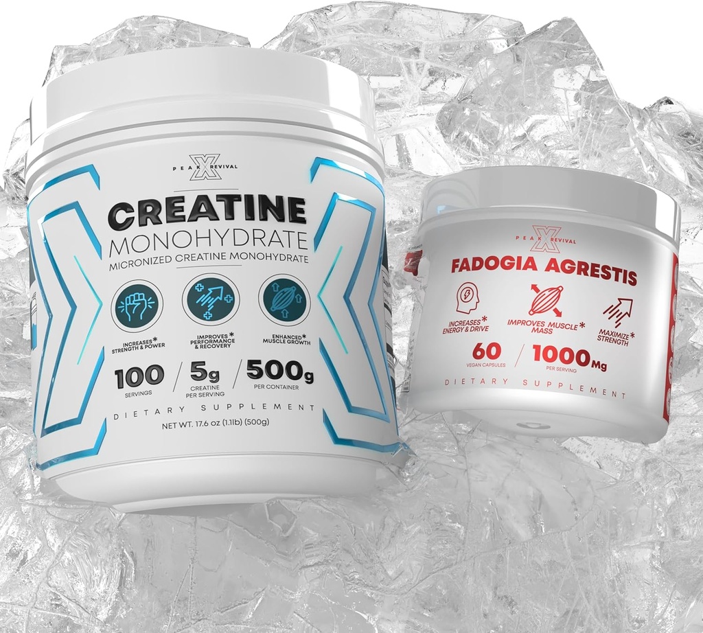Supplément en poudre monohydraté en créatine micronisée + Fadogia Agrestis sans gluten, non OGM, végétalien