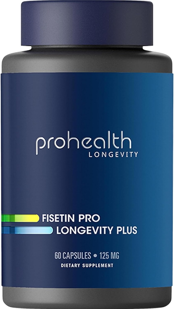 ProHealth Fisetin Supplements-15X Better Absorption from Polyphenol Blend + MCT Oil. 3rd Party Tested Pure. USA Manufactured. Powerful Antioxidant + Senolytic. Fisetin Supplement 125mg X 60 Servings