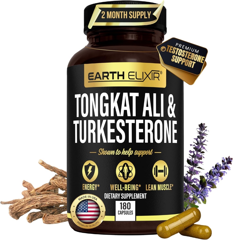 Turkesterone Tongkat Ali pour les hommes et les femmes – 2-en-1 Testostérone naturelle Support pour l'énergie et la condition physique - Supplément Turkestérone haute puissance pour les hommes avec Tongkat Ali –– Pure Non-GMO Formula