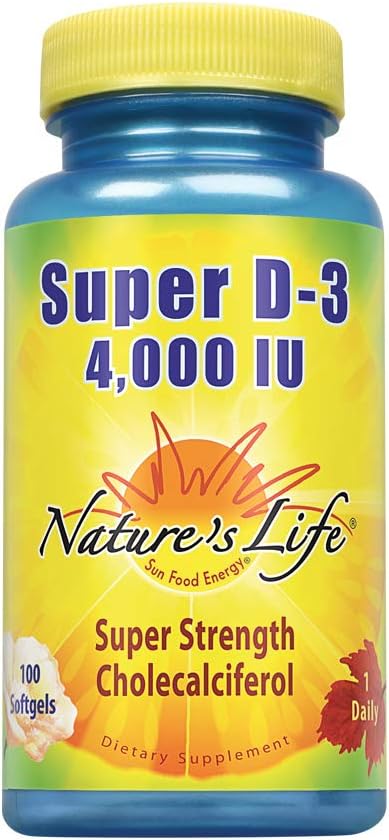 La vie de la nature Super D-3 4000 UI de supplément de vitamine D à haute puissance peut soutenir les os sains, les dents et le système immunitaire