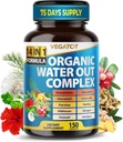 VEGATOT Organic Water Out Complex - 14-in-1 Formula - with Dandelion Uva Ursi Horsetail Corn Silk Parsley Nettle Hibiscus Ginger