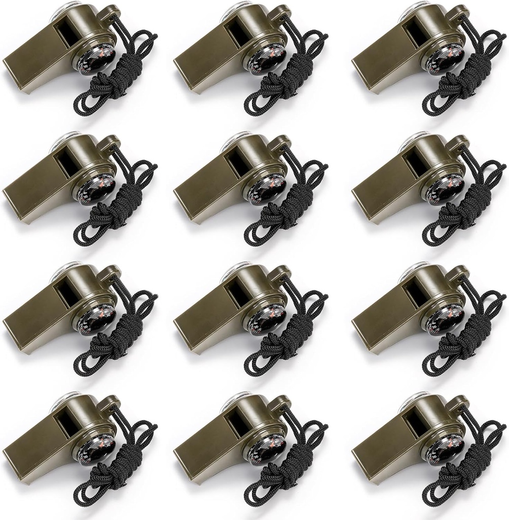 Kingrol 12 Pack Safety Whistles for Adults, Loud Emergency Whistles with Lanyard for Boating, Hiking, Camping, and Climbing