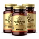 Solgar Zinc Picolinate 22 mg, 100 comprimés (paquet de 3) - favorise la santé de la peau - soutient le système immunitaire, le goût normal et la vision - antioxydant - non-OGM, végétalien, sans gluten, casher - 300 portions totales
