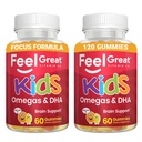 Feel Great Vitamines Kids DHA Gummies with Omega 3 6 9, Vitamine C (2-Pack)