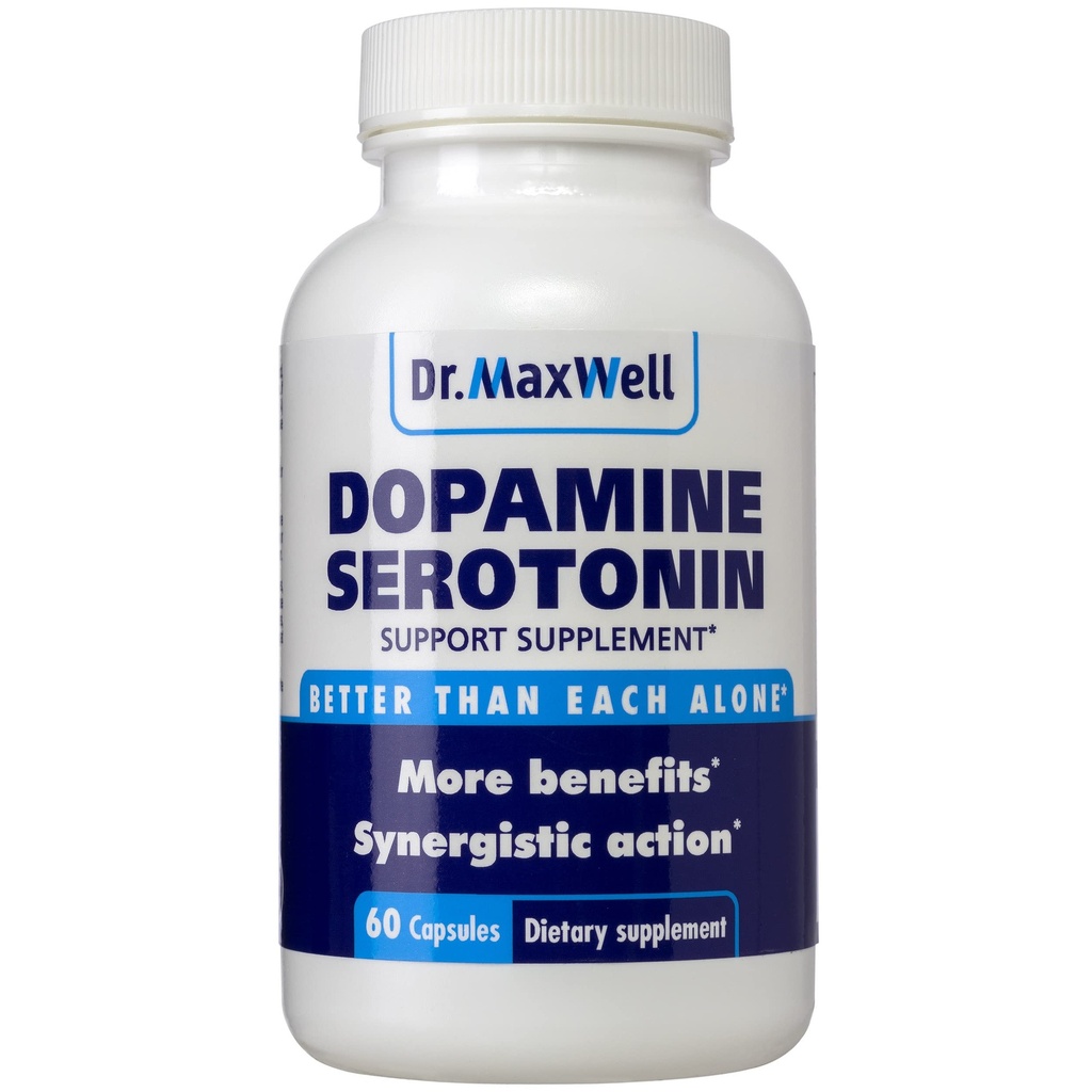 Dr. Maxwell Serotonin and Dopamine Supplements, Better Than Dopamine or Serotonin Support Only. Helps Maintain Normal Neurotransmitter Levels. Mucuna Pruriens, 5-HTP, 60 Capsules Women Men