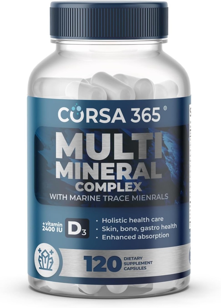 Supplément multiminérale Complexe de Magnésium avec Trace Minerals pour le support immunitaire - Supplément de Magnésium Potassium Vitamine D Zinc Cooper Boron Supplément pour hommes Femmes - 120 Capsules
