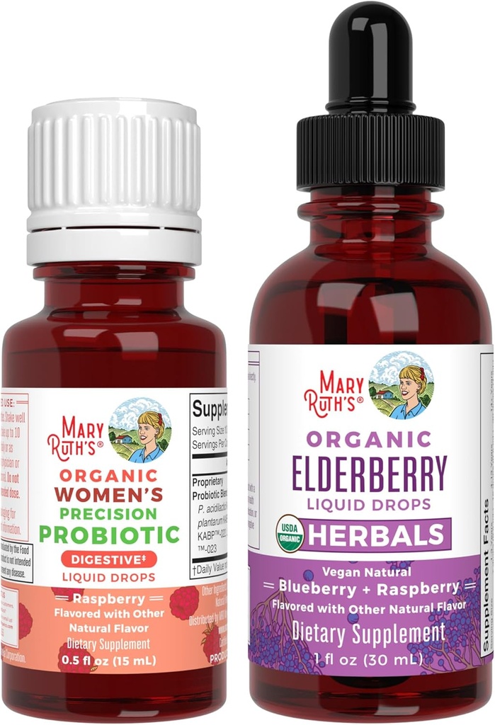 MaryRuth Organics Probiotique de précision pour les femmes (framboises) et les gouttes de mûre (Blueberry)
