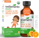 Wellements Organic Vitamine C & Zinc Immune Support* Supplément pour les enfants 2 mois + de l'USDA biologique, sans colorants, paragons et top 9 des allergènes les plus courants, saveur orange, (4 Fl Oz)