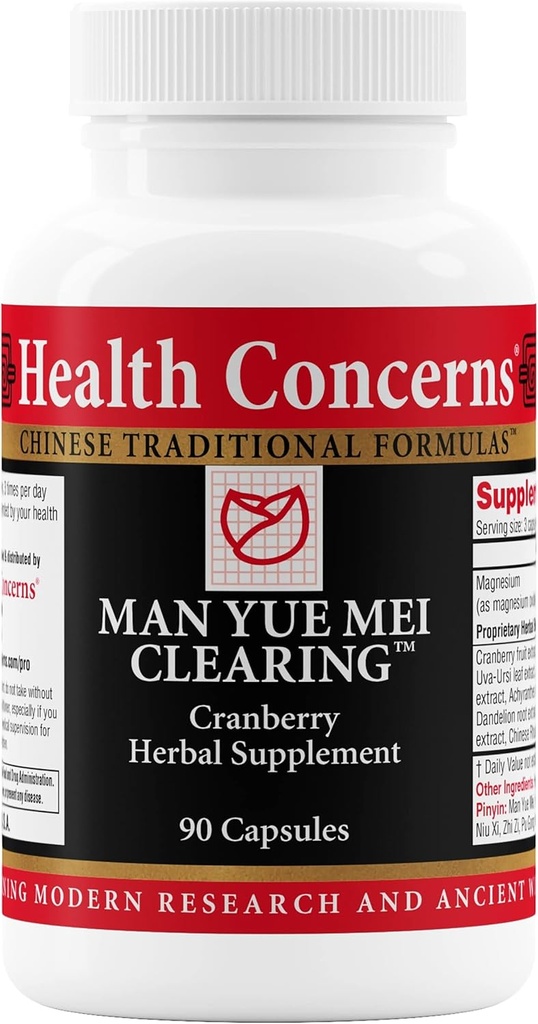 Health Concerns Man Yue Mei Clearing – Cranberry Supplement for Urinary Tract Health & Bladder Cleanse – Kidney Support Formula – Chinese Herbal Supplement with Corn Silk – 90 Capsules