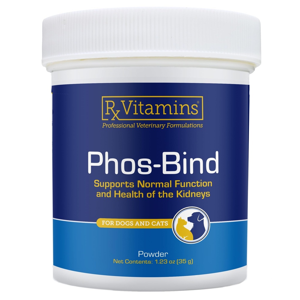 Rx Vitamines Phos-Bind - Supplément de soutien au rein Poudre - Binder au phosphate pour chats et chiens pour la santé du rein - soutient le nettoyage normal du rein et les soins essentiels du rein - 35g