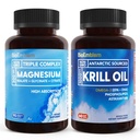 BioEmblem Triple Magnésium Complex et Antarctique Krill Oil, soutient la santé du sommeil et du cerveau, le coeur et la santé articulaire, favorise la santé cardiovasculaire et soutient la relaxation