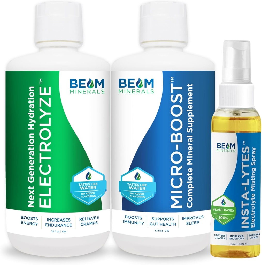 Boom Minerals Micro-Boost Humic Mineral Blend & Electrolyze Liquide et Insta-Lytes Electrolytes liquides naturels 2oz