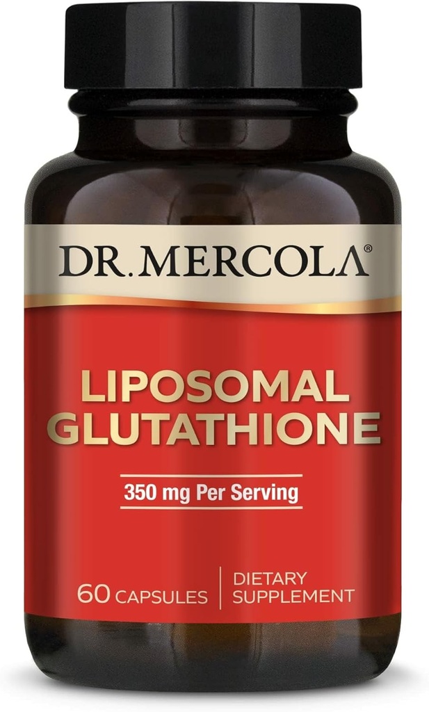 Dr Mercola Glutathion liposomique - 350 mg par portion - soutient la production d'énergie - absorption élevée - sans OGM, sans gluten et sans soja - 60 capsules (30 portions)