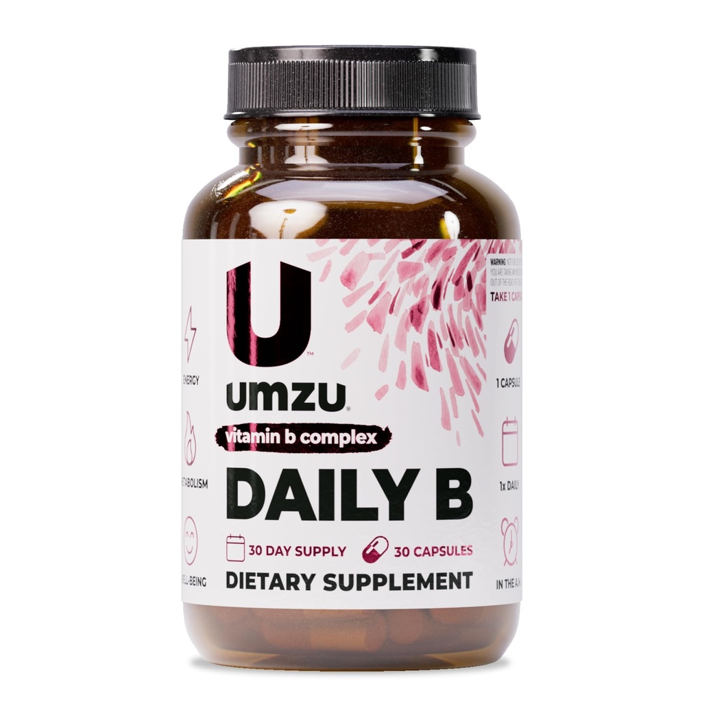 UMZU Daily B.complexe 100% complet de vitamine B avec B1, B2, B3, B5, B6, B7, B9 & B12 avec acide folique.