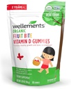 Bienments Bite de fruits biologiques Vitamine D Gommies de vitamine D3 pour les enfants, supplément pour la croissance saine et le développement des os*, framboise parfumée de 60 jours, 2 ans et plus