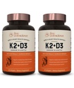 Vitamine vivante consciente K2 MK7 avec supplément D3 )?Support pour la santé des os et du coeur - Vitamine brevetée K & Vitamine D3 5000 UI (2-Pack)