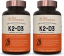 Vitamine vivante consciente K2 MK7 avec supplément D3 )?Support pour la santé des os et du coeur - Vitamine brevetée K & Vitamine D3 5000 UI (2-Pack)