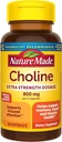 Nature Made Extra Strength Posologie Suppléments Choline 800 Mg Par 3 Capsules, Santé du cerveau, Mood, Muscle & Liver Support, Végétarien, 60 Capsules, 20 Jours d'Approvisionnement