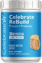 Célébrez les vitamines Reconstruire la poudre de protéines avec les probiotiques et les prébiotiques - 20g Whey Isolate Protein, haute fibre, pour les patients de chirurgie bariatrique - PB Cookie (15 portions)
