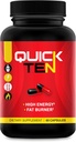 Quick Ten - Meilleures pilules de perte de poids - Booster de métabolisme naturel, Suppresseur d'appétit, pilules de brûleur de graisse - pilules de régime Premium pour les femmes et les hommes - Energy and Focus Blend - 60 Capsules