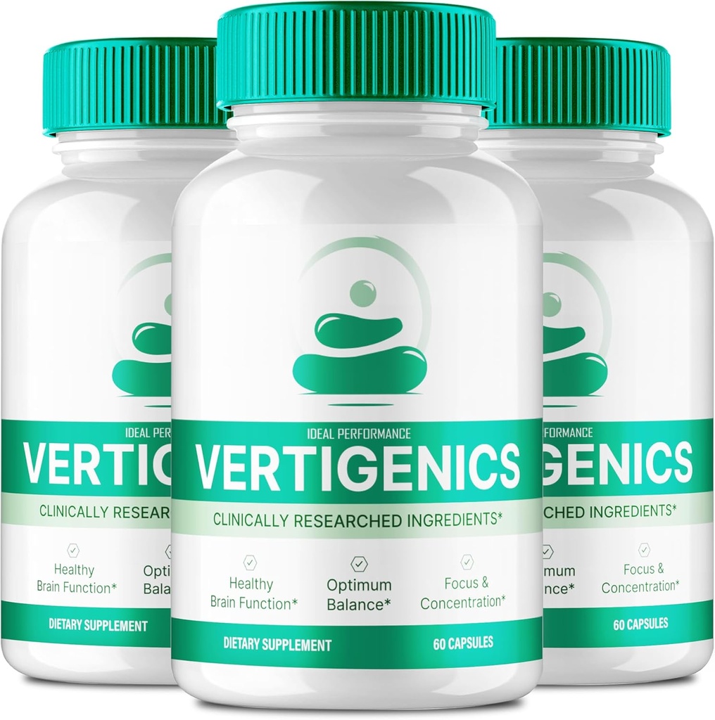 Vertigenics Brain Supplements for Memory and Focus Capsules, Vertigenics Advanced Formula Brain Health Support - Maximum Strength Nootropics Verti Genics All Natural Support Reviews (3 Pack)