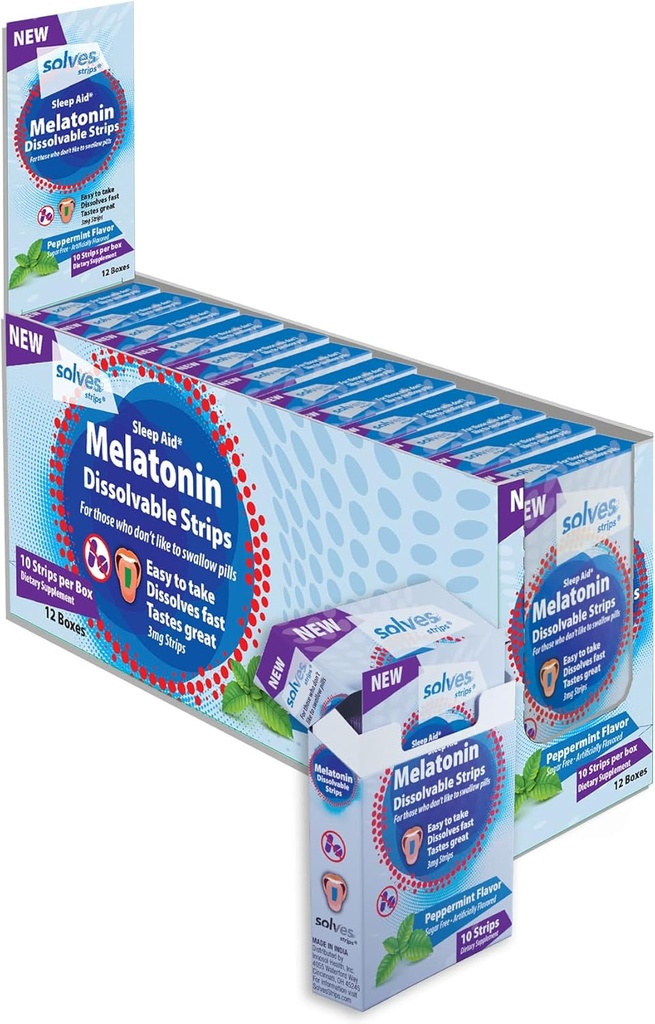Selfs aide au sommeil - 3mg Melatonine Dissoudre les bandes, rapide, profonde et reposée solution de sommeil, poivre menthe saveur, adultes, sans sucre / sans drogue / voyage amis (120 Pack)