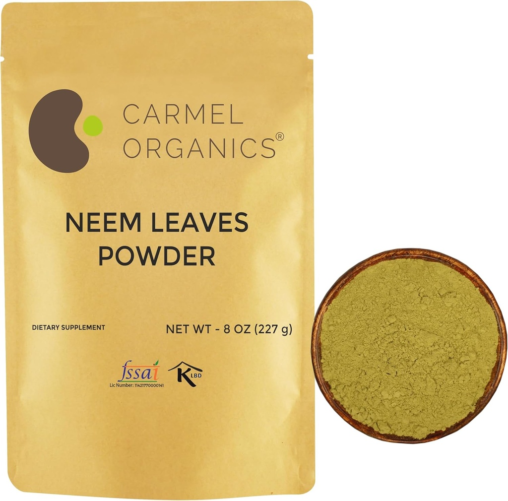 ORGANISMES DE CARMÈLE Feuilles de neem Poudre de 8 Oz ou 227 Grams Naturelle de 8 Oz ou 227 Grams Non OGM Aucun conservateur ou additif ajouté