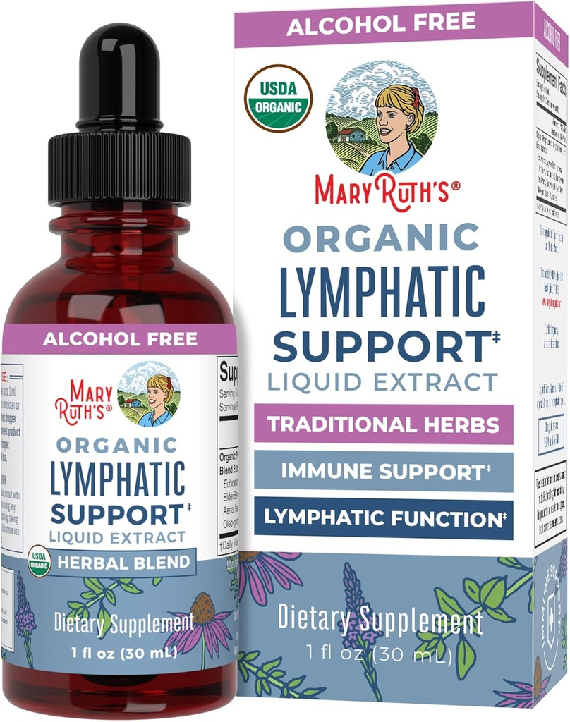 MaryRuth Organics Lymphatic Support Drops (Drops) USDA Organic Lymphatic Cleanse Immune Support Supplément (Dumps) Lymphatic Support avec Echinacea & Elderberry (Dumps) Blue Vervain (Dumps) Vegan (Dumps) Non-GMO (Dumps) 30 portions