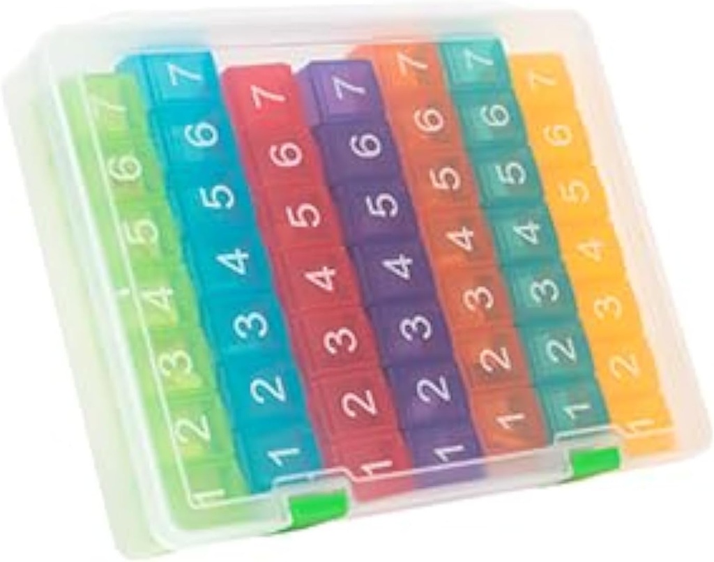 e-Pill 7 fois par jour x 7 jours clair organisateur hebdomadaire de pilules, de vitamines et de pilules de médecine (Rainbow)