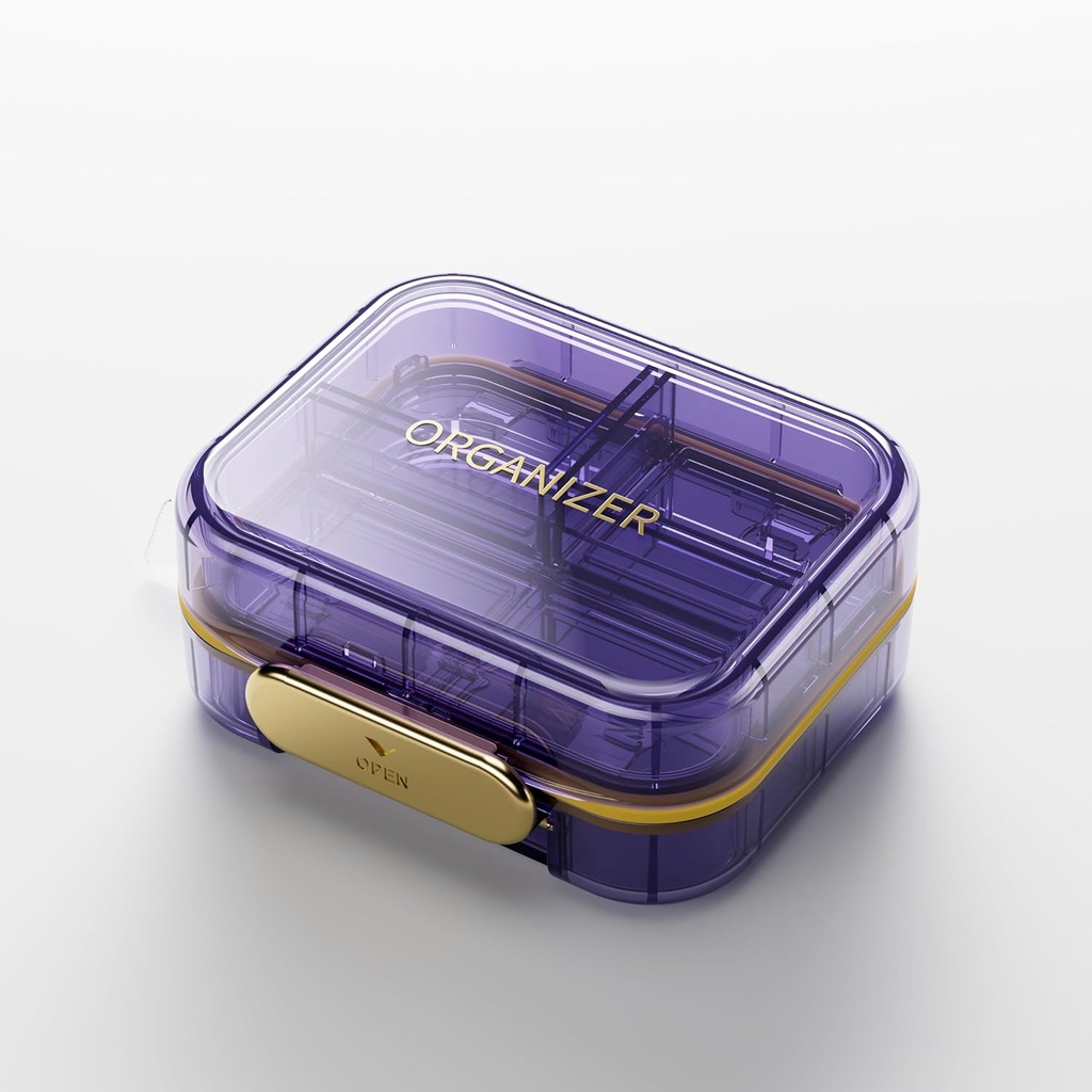 Bexeen Medicine Pill Organizer Travel Cute Pill Container Small Pill Box for Purse Mini Pill Case Portable Vitamine Holder Organizer Compact Travel Size Médicament Daily Pocket Pharmacie pour supplément